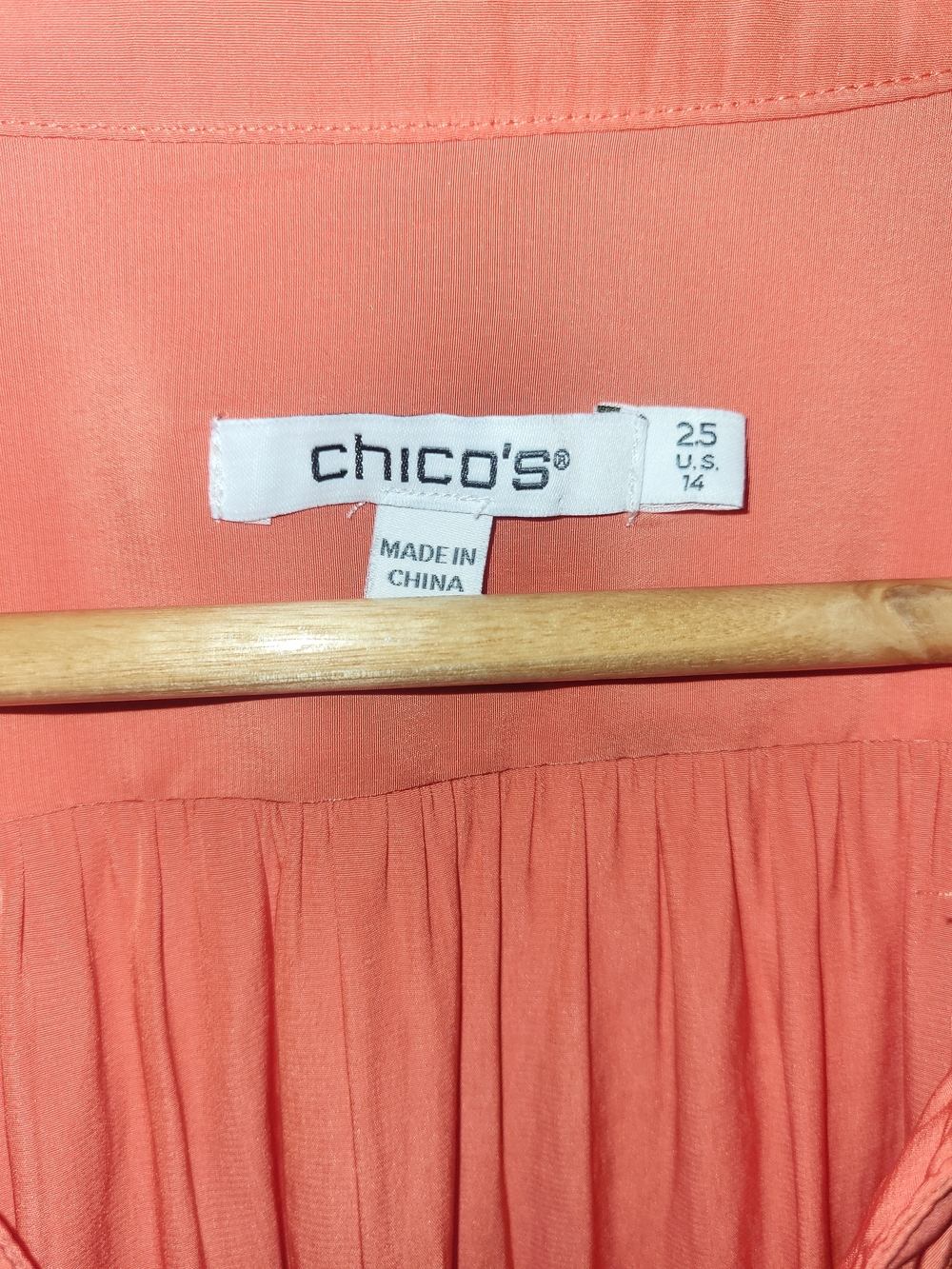 Chico's Bright Orange/Coral V-Neck Braided-Trim Top - Picture 6 of 10